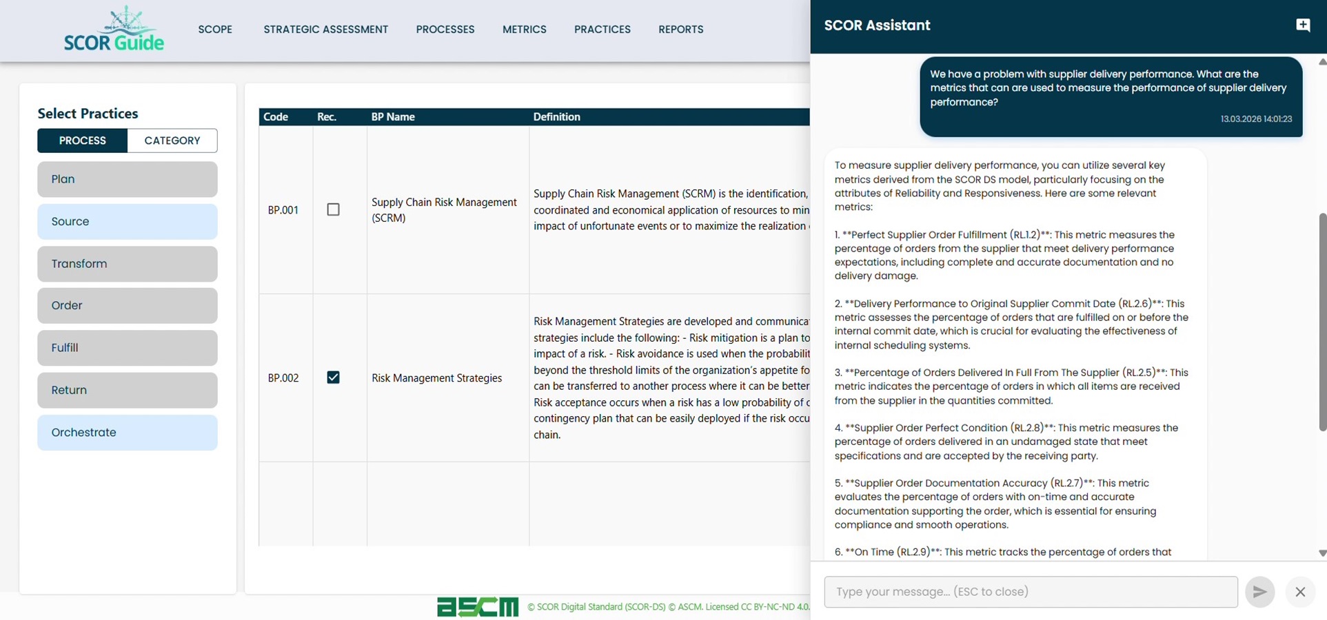Use SCOR-GUIDE's AI agent to quickly map your problems